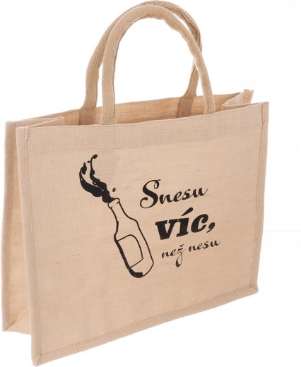 Jute-Einkaufstasche beige mit Aufschrift „Snesu…“ 38 × 16 × 31 cm