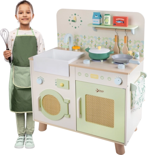 Multifunktionale XXL-Holzküche mit Waschmaschine und Zubehör Classic World