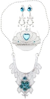 Kinder-Schmuckset mit Krone, Halskette und Ohrringen