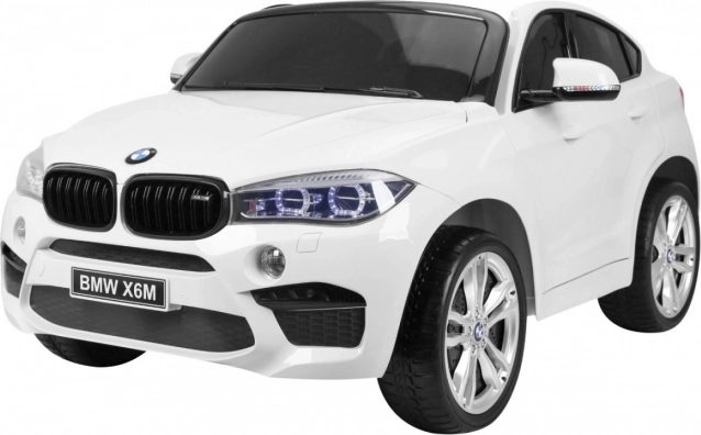 Elektrisches BMW X6M XXL Kinderauto für zwei Kinder mit Fernsteuerung und Ledersitz – weiß