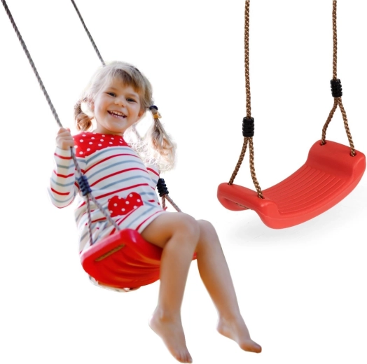Hängeschaukel für Kinder für Garten mit rotem Kunststoffsitz – 1 Stück