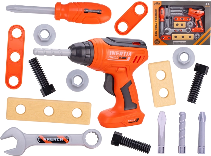 Kinder-Werkzeugset mit Bohrmaschine, 16 Teile in einer Box