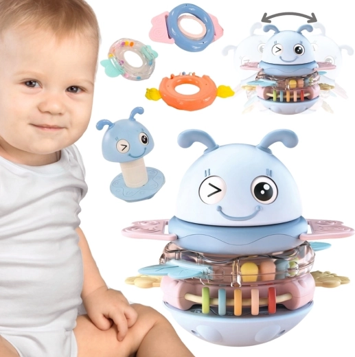 Woopie sensorische Rassel und Beißring für Kinder, Biene, 2-in-1