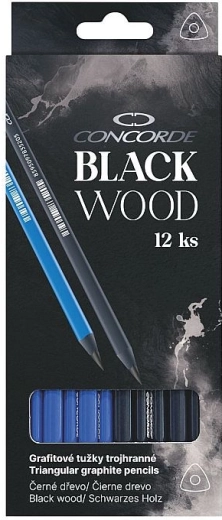 Graphitstifte CONCORDE Black Wood HB, dreikantig, 12 Stk.