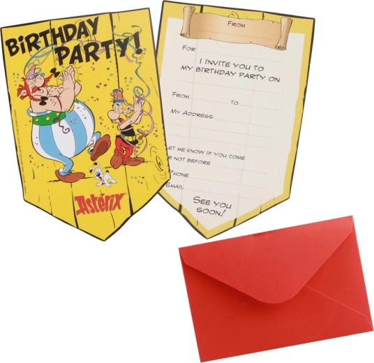 Asterix Einladungen mit Umschlägen (Englisch) – 8 Stk., 10 × 14,8 cm