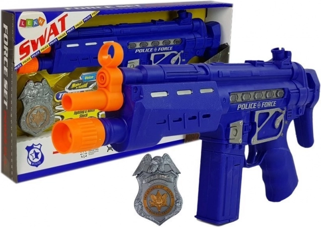 Polizeiset Pistole Abzeichen Marineblau mit Ton- und Lichteffekten 37 cm