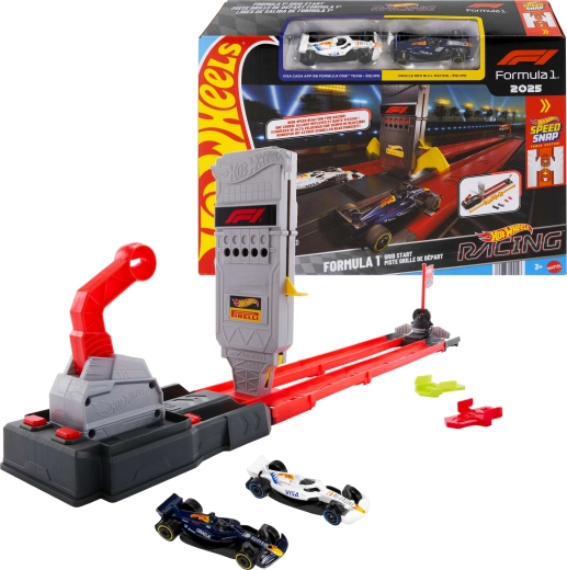 Hot Wheels Racing Formula 1 Rennstrecken-Set Schnellrennen + 2 Formelwagen