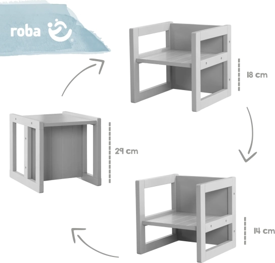 Roba beidseitig verwendbarer Kinderhocker, grau
