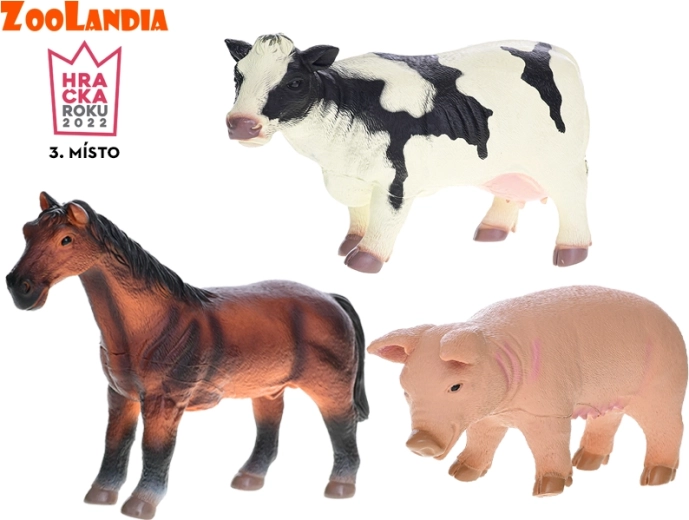 Zoolandia Set mit Bauernhof-Figuren 23–26 cm, 3 Stk.