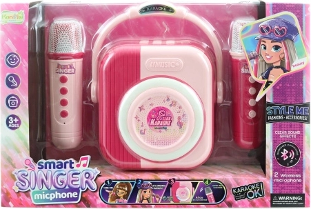 Karaoke-Set mit 2 Bluetooth-Mikrofonen – rosa