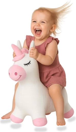 Hüpf-Einhorn HoppyDoo mit Plüschbezug und Pumpe