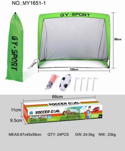 Faltbares Fußballtor grün mit Zubehör