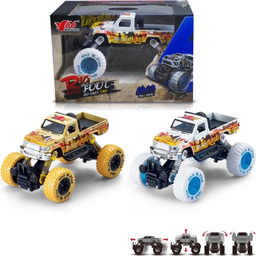 Geländewagen Big Foot Pick-up 1:30 gelb/weiß mit Rückzugantrieb