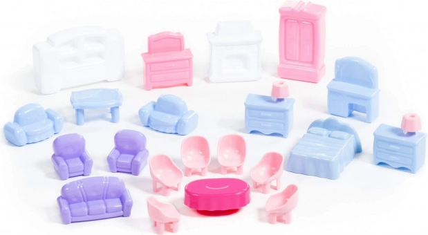 Puppenmöbel – Set – Blau-Rosa-Violett