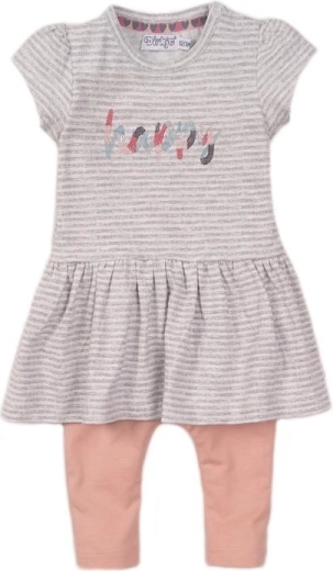 Dirkje 2-teiliges Set Kleid und Leggings für Babys in Grau meliert und Dusty Pink