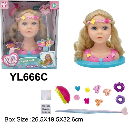 Set zum Kämmen und Stylen – Puppenkopf mit Zubehör