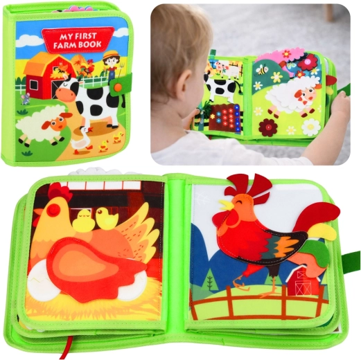 Sensorisches Stoffbuch Bauernhof – Montessori-Aktivitätenbuch für Kinder