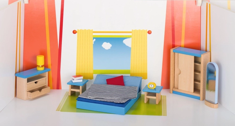 Schlafzimmermöbel für das Goki-Puppenhaus (16 Teile)