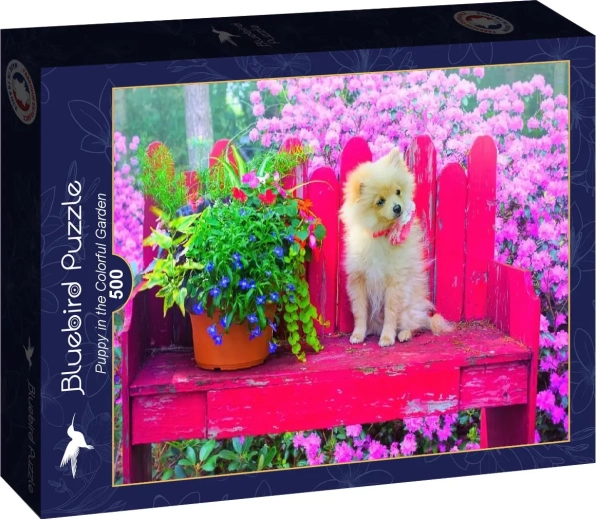Bluebird Puzzle Welpe im bunten Garten 500 Teile