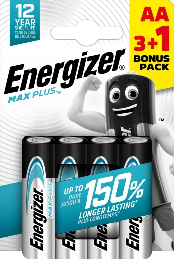 Energizer Max Plus AA Alkaline-Batterien – 4 Stück