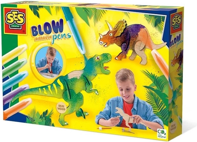 SES Creative Blasstifte mit Airbrush-Effekt – Dinosaurier
