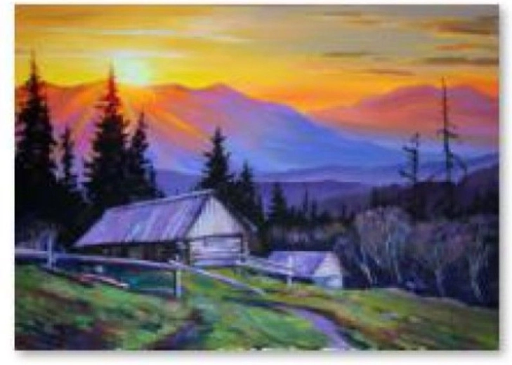 Diamantmalerei – Berge bei Sonnenuntergang 40 × 30 cm