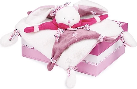 Doudou Geschenkset mit rosa Plüschhäschen Kuscheltuch