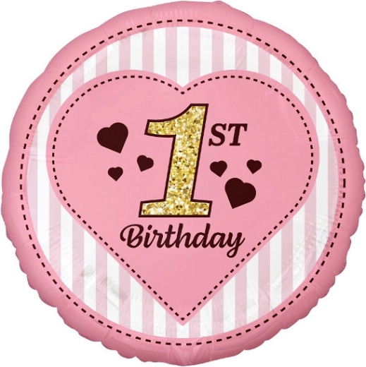 Rosa Folienballon 45 cm – 1st Birthday