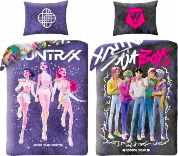 Wendebettwäsche K-pop demon hunters Huntrix und Saja boys 140 × 200 cm