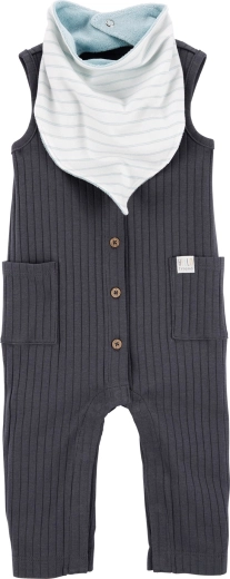 Carter’s 2-teiliges Set: ärmelloser Overall und Lätzchen in Charcoal für Jungen (Gr. 56)