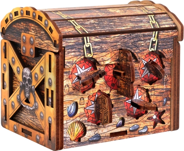 Hölzernes Rätsel Piratenschatztruhe EscapeWelt