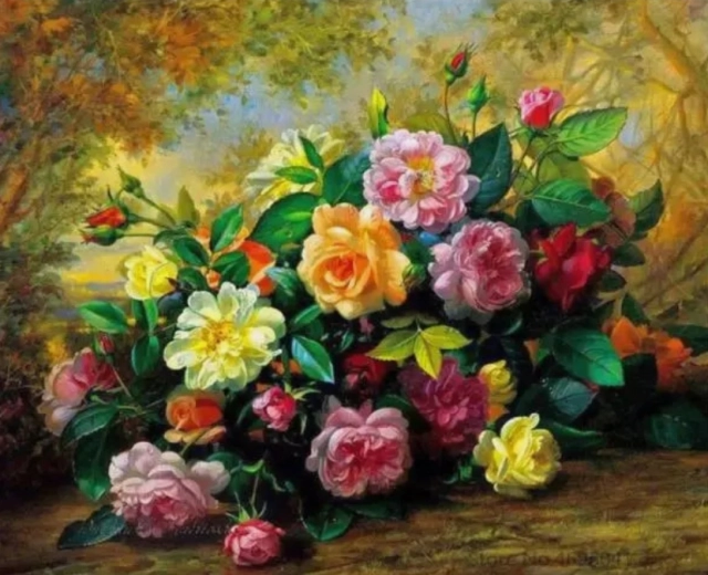 Diamantmalerei Reichhaltiger Blumenstrauß 30 × 40 cm