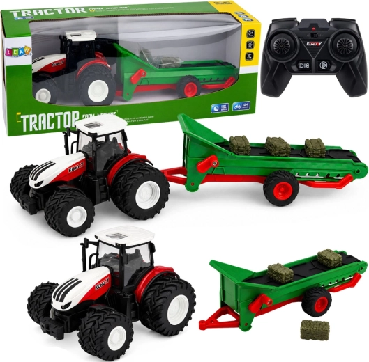 RC-Landwirtschaftstraktor mit Förderband und Ballenanhänger 1:24