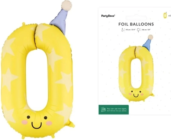 Folienballon Zahl 0 Gelb 86 cm