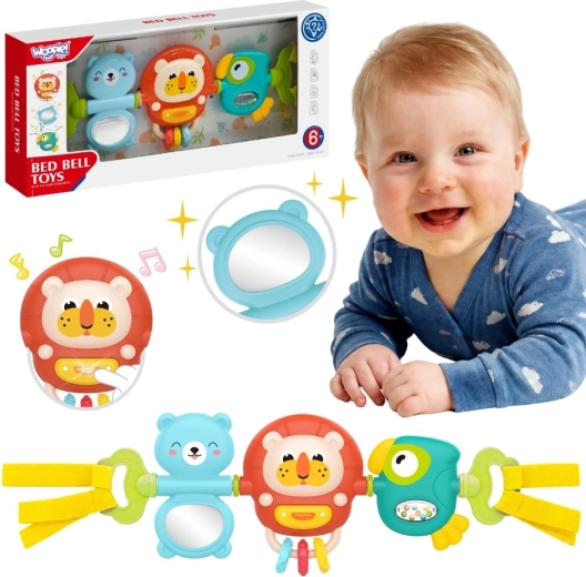 Woopie Baby Sensorik-Hängepanel für Kinderwagen und Bettchen mit Rassel und Spiegel 6m+