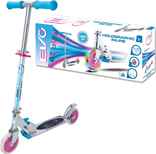 EVO klappbarer Kinderroller mit LED-Rädern Holographic Inline