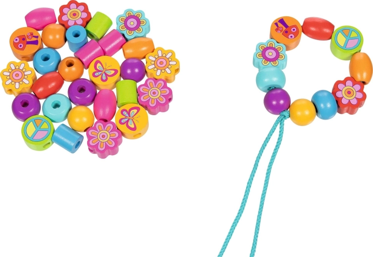 Set aus Holzperlen Flower Power