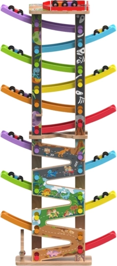 2Kids Toys große Holz-Rennbahn mit 12 Rampen
