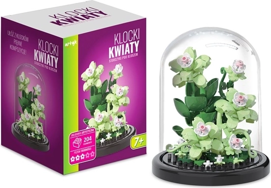 Orchideen-Bauset unter transparenter Haube (204 Teile)