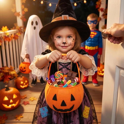 Halloween-Filzkorb mit Kürbismotiv, orange