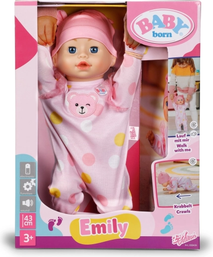 Interaktive Puppe BABY born Emily 43 cm – läuft und krabbelt