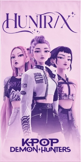 Kinder-Schnelltrocknendes Badetuch K-Pop Demon Hunters Huntrix 70 × 140 cm, rosa-violett
