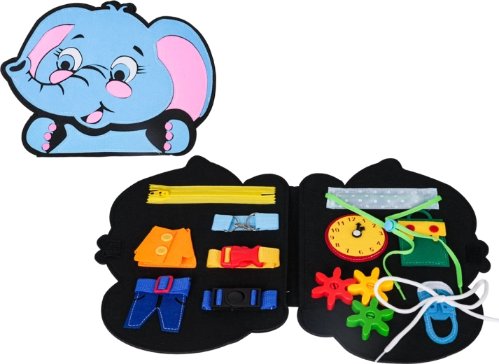 Multifunktionales Motorik-Busyboard Elefant aus Filz