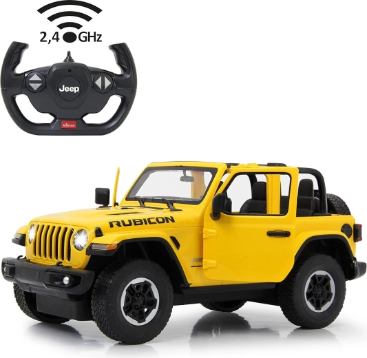 Jamara Jeep Wrangler JL 1:14 gelbes RC-Auto 2,4 GHz mit manuell zu öffnenden Türen