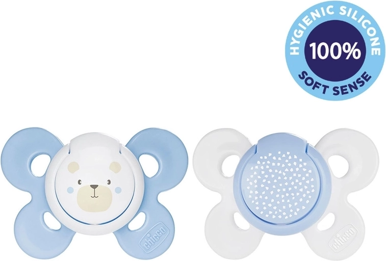 Chicco Schnuller Physio Comfort Silikon 2–6 Monate, Motiv Bär/Pünktchen, 2 Stk.