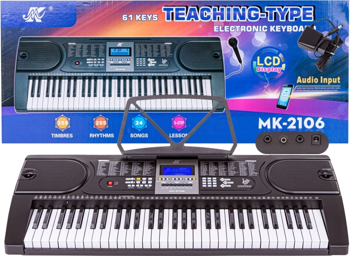 Keyboard 61 Tasten mit Mikrofon und Netzadapter MK-2106