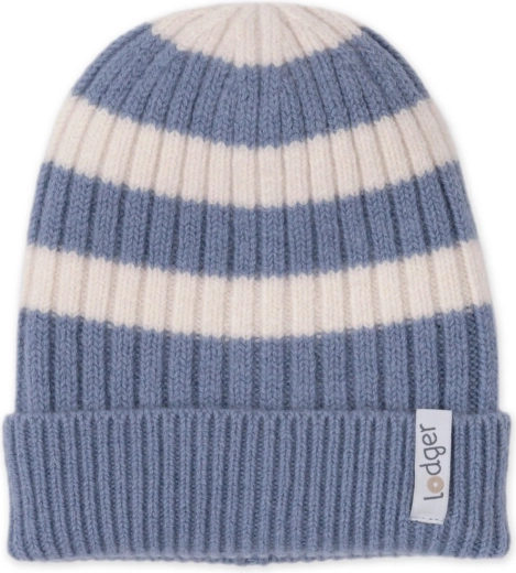 Lodger gestrickte Merino-Mütze Stripe Stone (6–12 Monate)