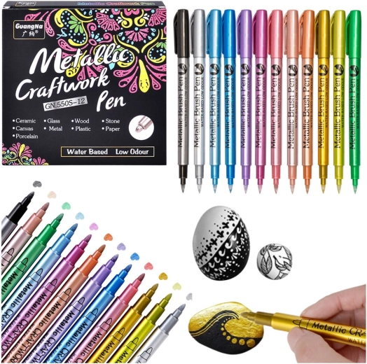 Set aus metallischen Nylon-Markern, 12 Farben