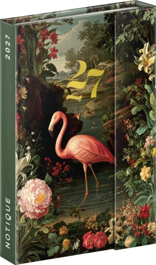 Notique Wochenplaner mit Magnetverschluss Flamingo 2027 (11 × 16 cm)