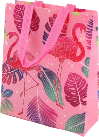 Geschenktasche mit Flamingo-Motiv, rosa, 30,5 × 24,5 × 10 cm